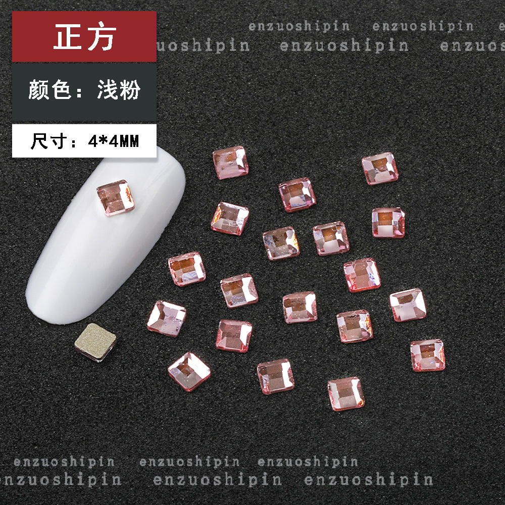 New Hot-Selling Light Pink Gold Base Flatback Shaped Marquise Teardrop Glass Rhinestones DIY Nail Art Accessories Wholesale