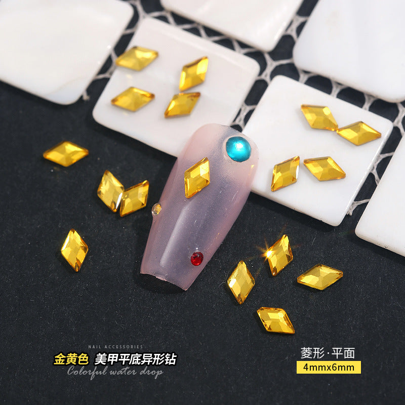 Small Golden Yellow Flatback Shaped Rhinestones Yellow Heart Butterfly Marquise Glass Crystal Nail Art Decorations Wholesale