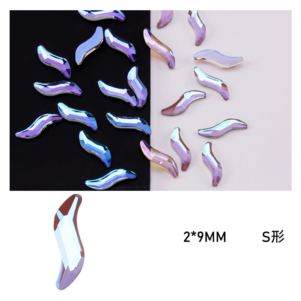 Cross-Border Direct Supply Aurora Phantom Purple Flatback Shaped Rhinestones DIY Nail Art Decorations Wholesale Accessories