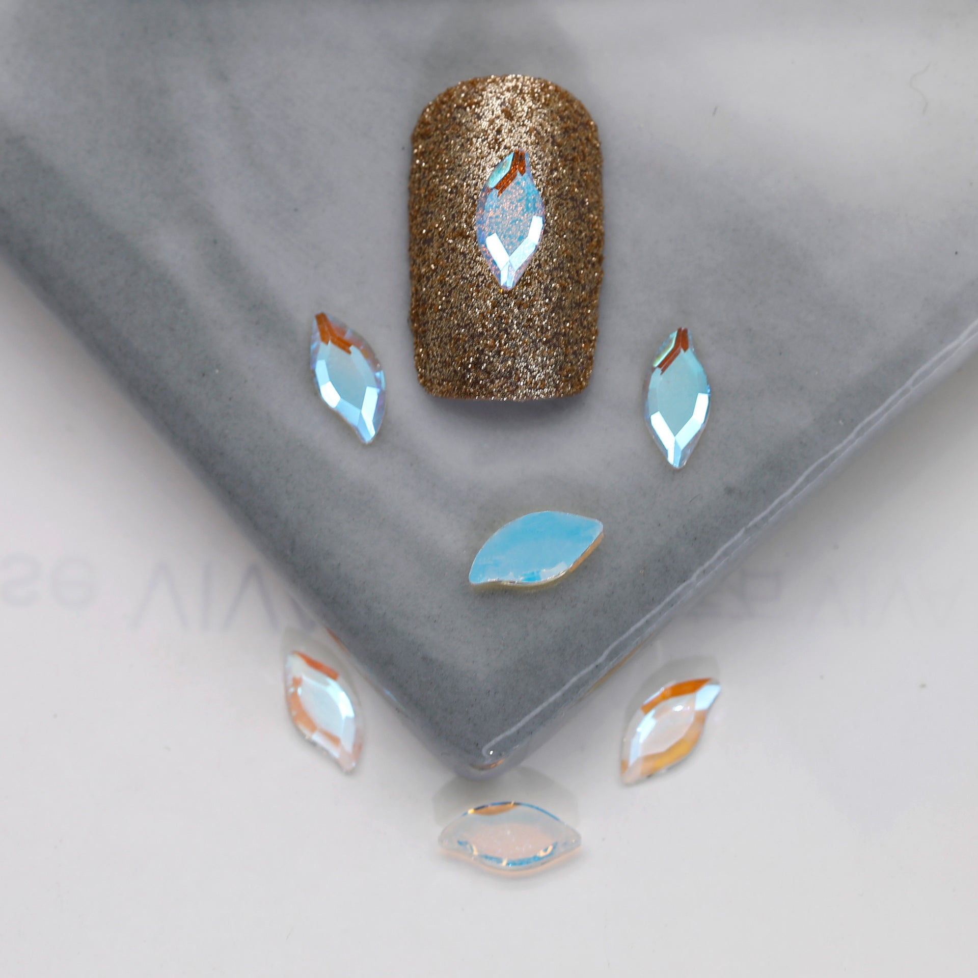 Factory Direct Wen Jingling Style Aurora Glass Stones Flatback Shaped Aurora Transparent Rhinestones Nail Art Accessories