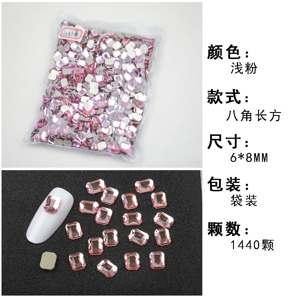 1440 Pcs/Bag Hot-Selling Nail Art Rhinestones: Light Pink Flatback Teardrop Glass Rhinestones | DIY Nail Art Ornaments Wholesale