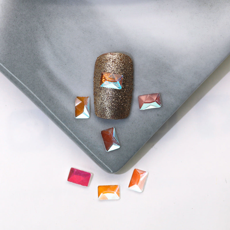 Factory Direct Wen Jingling Style Aurora Glass Stones Flatback Shaped Aurora Transparent Rhinestones Nail Art Accessories