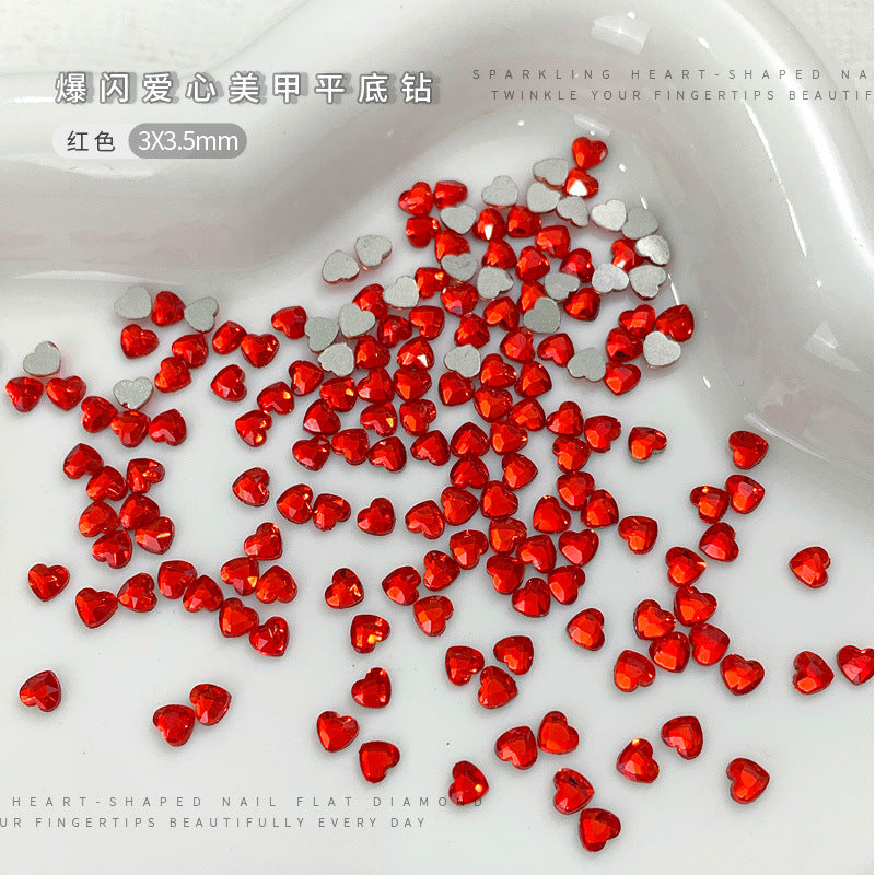 Red Small Flatback Shaped Rhinestones: Heart, Teardrop, Butterfly, Marquise | Christmas & New Year Nail Art Glass Ornaments | Factory Wholesale