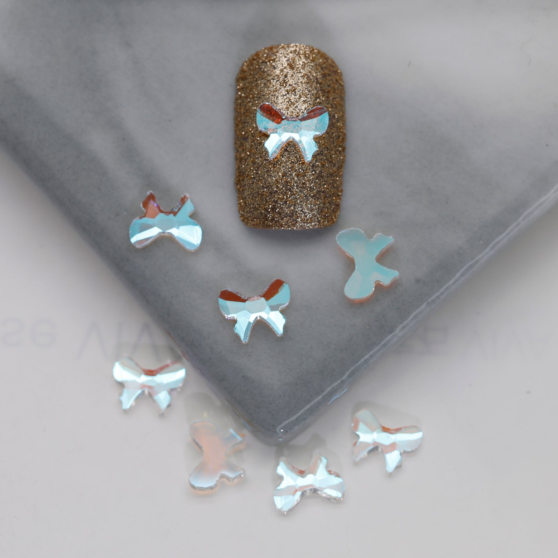 Factory Direct Wen Jingling Style Aurora Glass Stones Flatback Shaped Aurora Transparent Rhinestones Nail Art Accessories