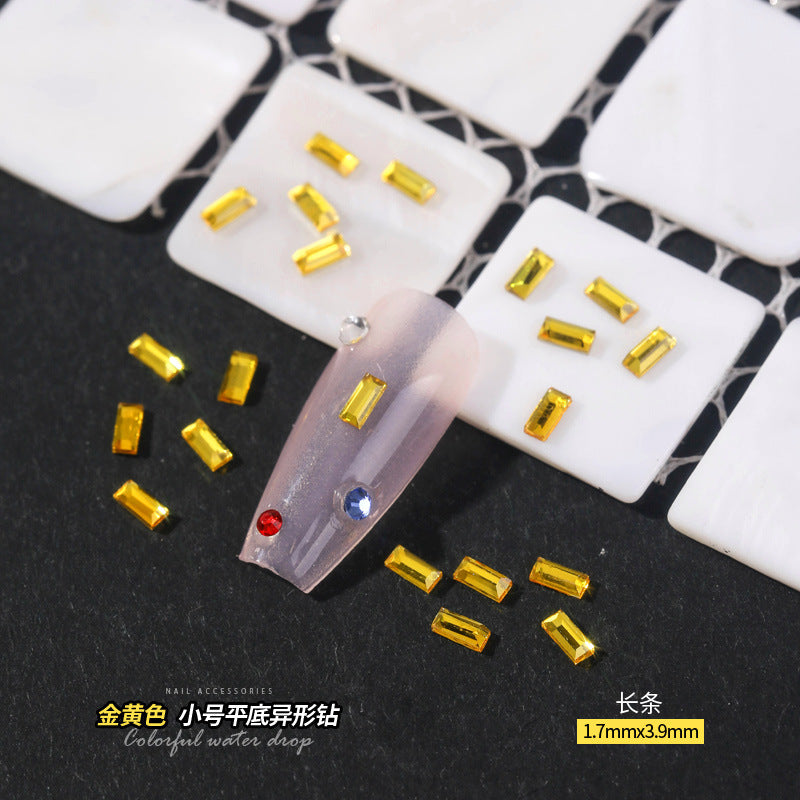 Small Golden Yellow Flatback Shaped Rhinestones Yellow Heart Butterfly Marquise Glass Crystal Nail Art Decorations Wholesale