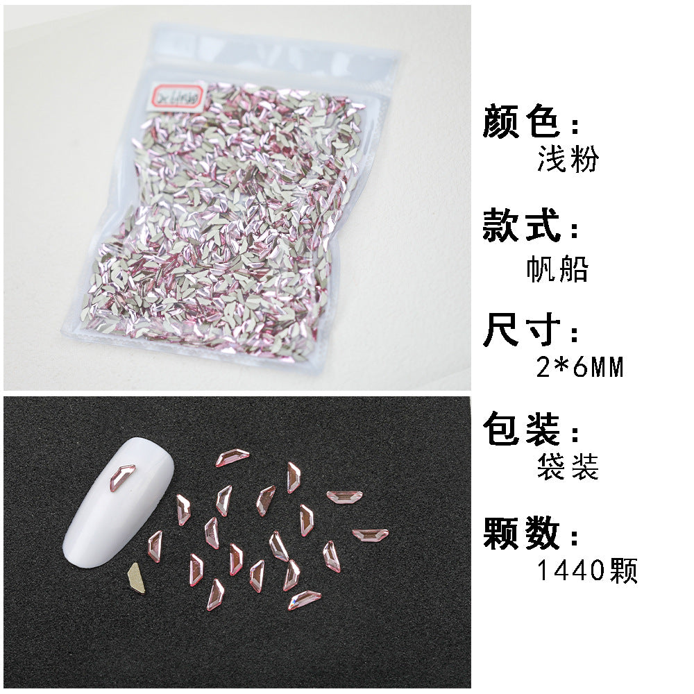 1440 Pcs/Bag Hot-Selling Nail Art Rhinestones: Light Pink Flatback Teardrop Glass Rhinestones | DIY Nail Art Ornaments Wholesale