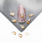 Cross-Border Supply Gold Champagne Flatback Shaped Nail Art Rhinestones Super Sparkle Gel Polish Adhesive Stones Non-Fading Base Color