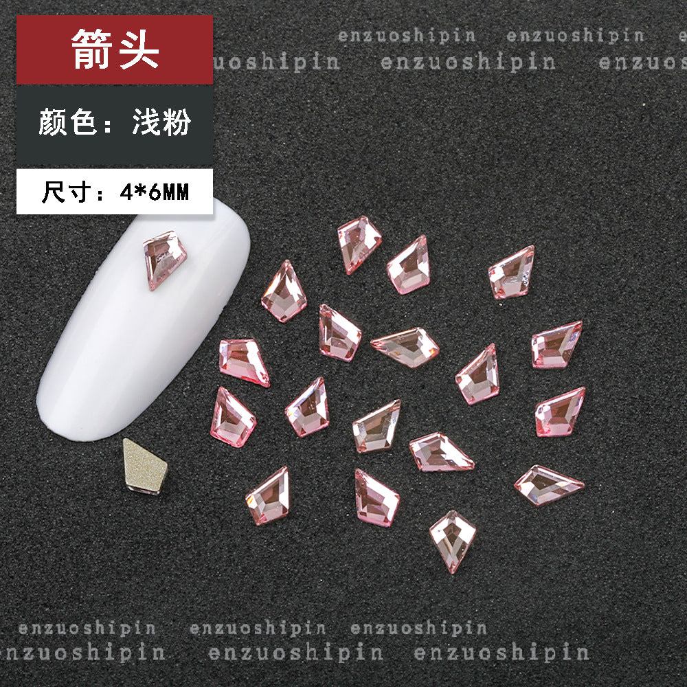 New Hot-Selling Light Pink Gold Base Flatback Shaped Marquise Teardrop Glass Rhinestones DIY Nail Art Accessories Wholesale