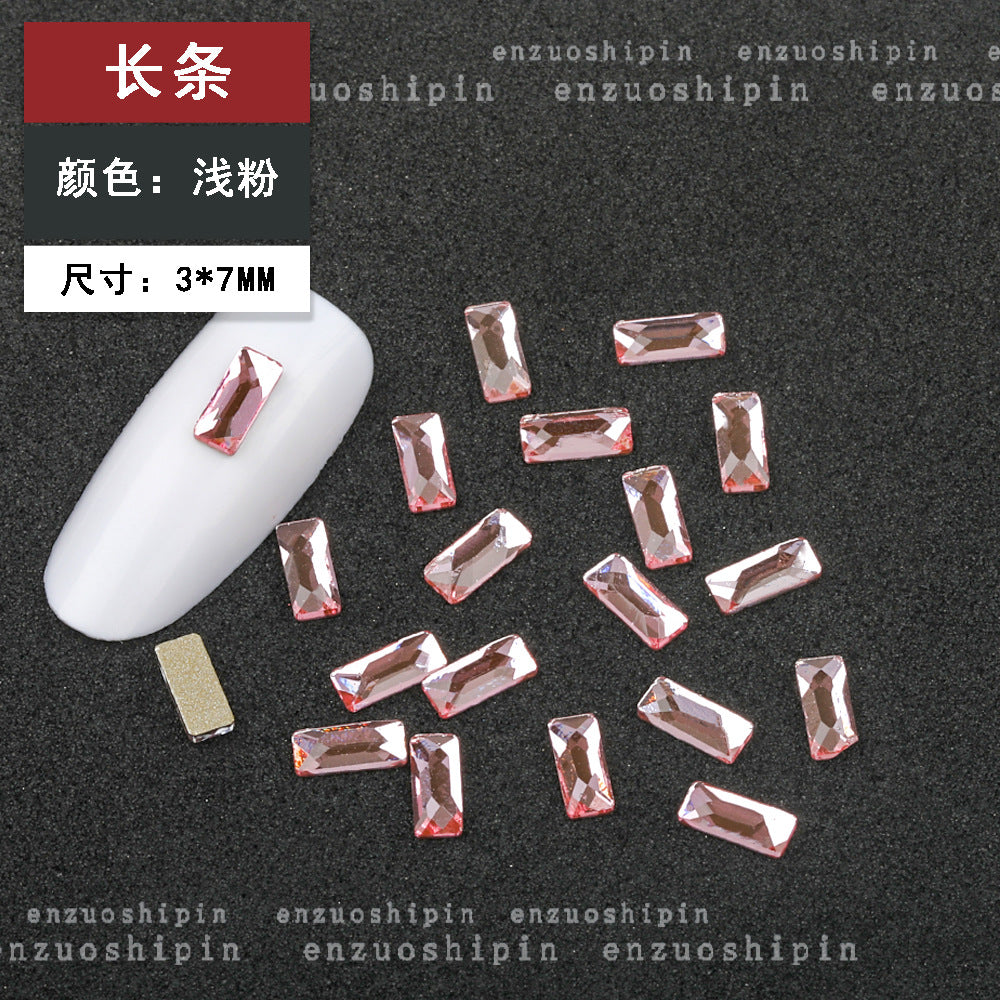 New Hot-Selling Light Pink Gold Base Flatback Shaped Marquise Teardrop Glass Rhinestones DIY Nail Art Accessories Wholesale