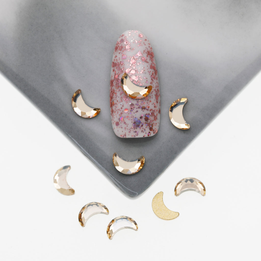 Cross-Border Supply Gold Champagne Flatback Shaped Nail Art Rhinestones Super Sparkle Gel Polish Adhesive Stones Non-Fading Base Color