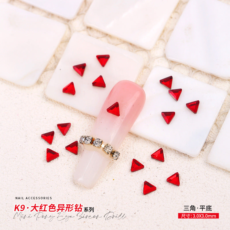 Red Small Flatback Shaped Rhinestones: Heart, Teardrop, Butterfly, Marquise | Christmas & New Year Nail Art Glass Ornaments | Factory Wholesale