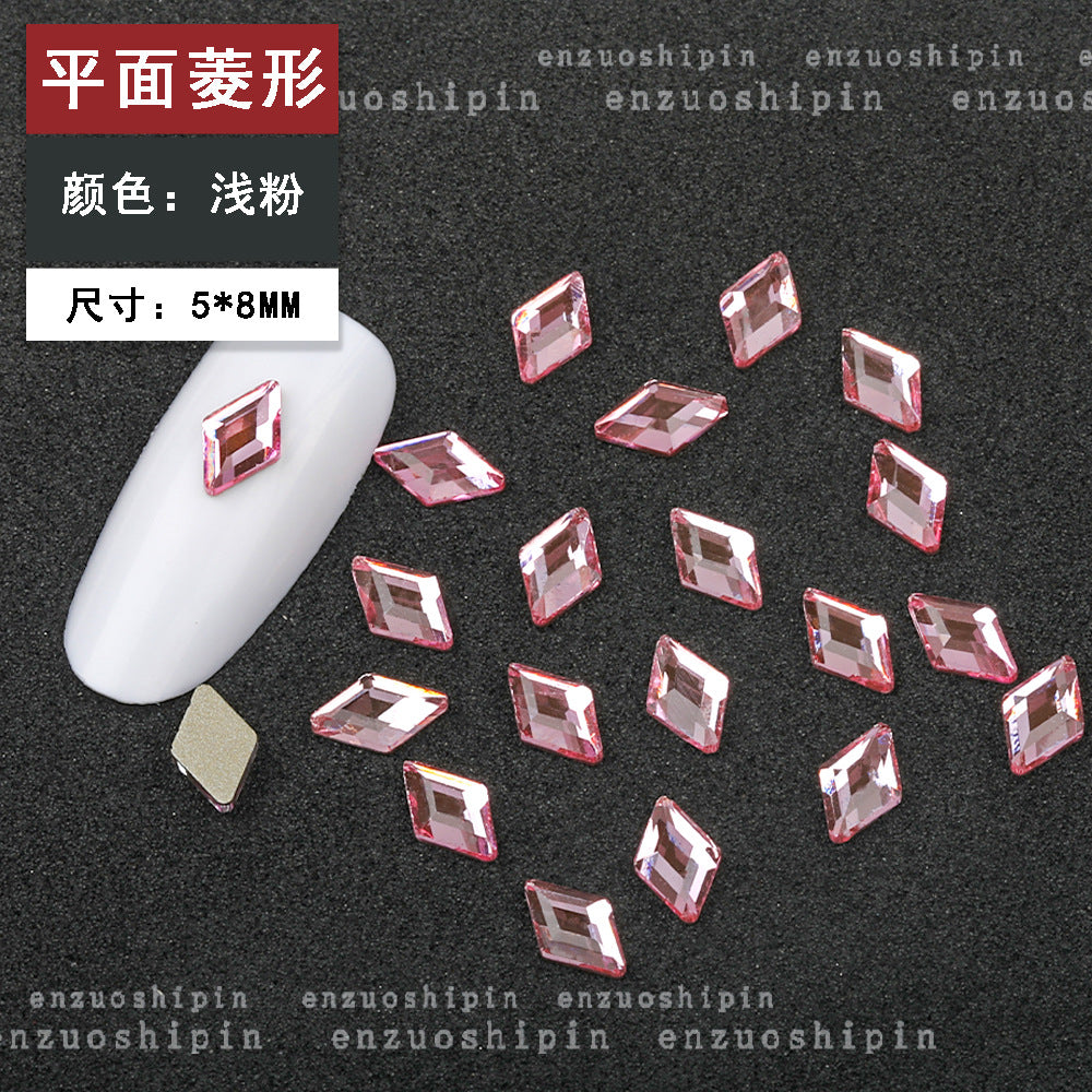 New Hot-Selling Light Pink Gold Base Flatback Shaped Marquise Teardrop Glass Rhinestones DIY Nail Art Accessories Wholesale