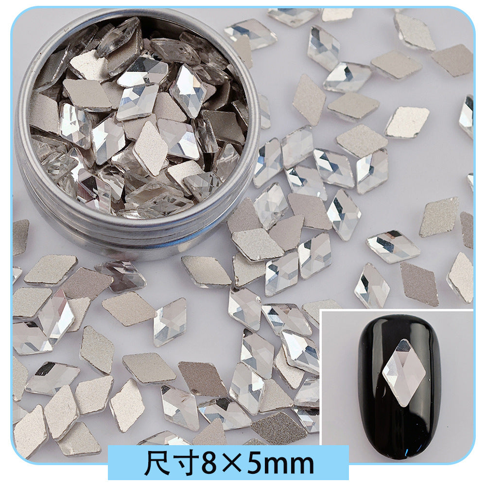 Mini Small Mixed Flatback Multi-Style Shaped Rhinestones Super Sparkle White Glass Nail Art Decorations