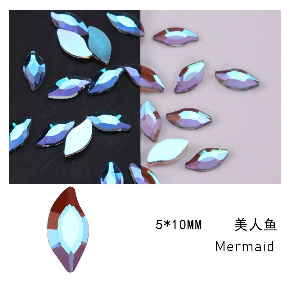 Cross-Border Direct Supply Aurora Phantom Purple Flatback Shaped Rhinestones DIY Nail Art Decorations Wholesale Accessories