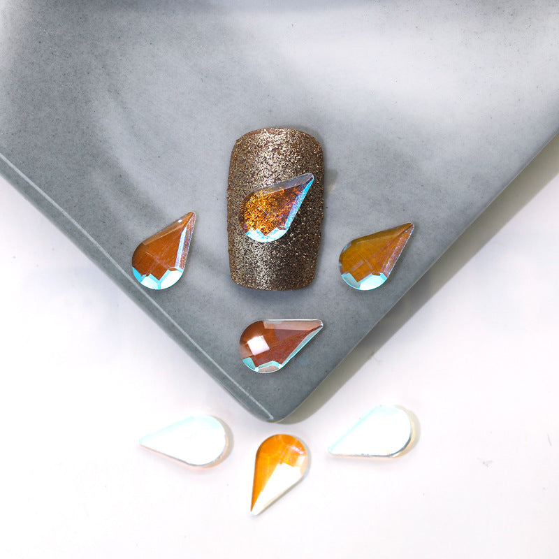 Factory Direct Wen Jingling Style Aurora Glass Stones Flatback Shaped Aurora Transparent Rhinestones Nail Art Accessories