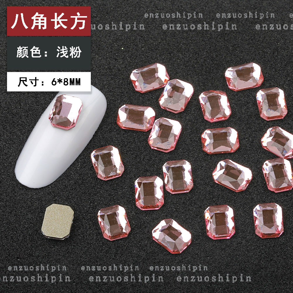 New Hot-Selling Light Pink Gold Base Flatback Shaped Marquise Teardrop Glass Rhinestones DIY Nail Art Accessories Wholesale