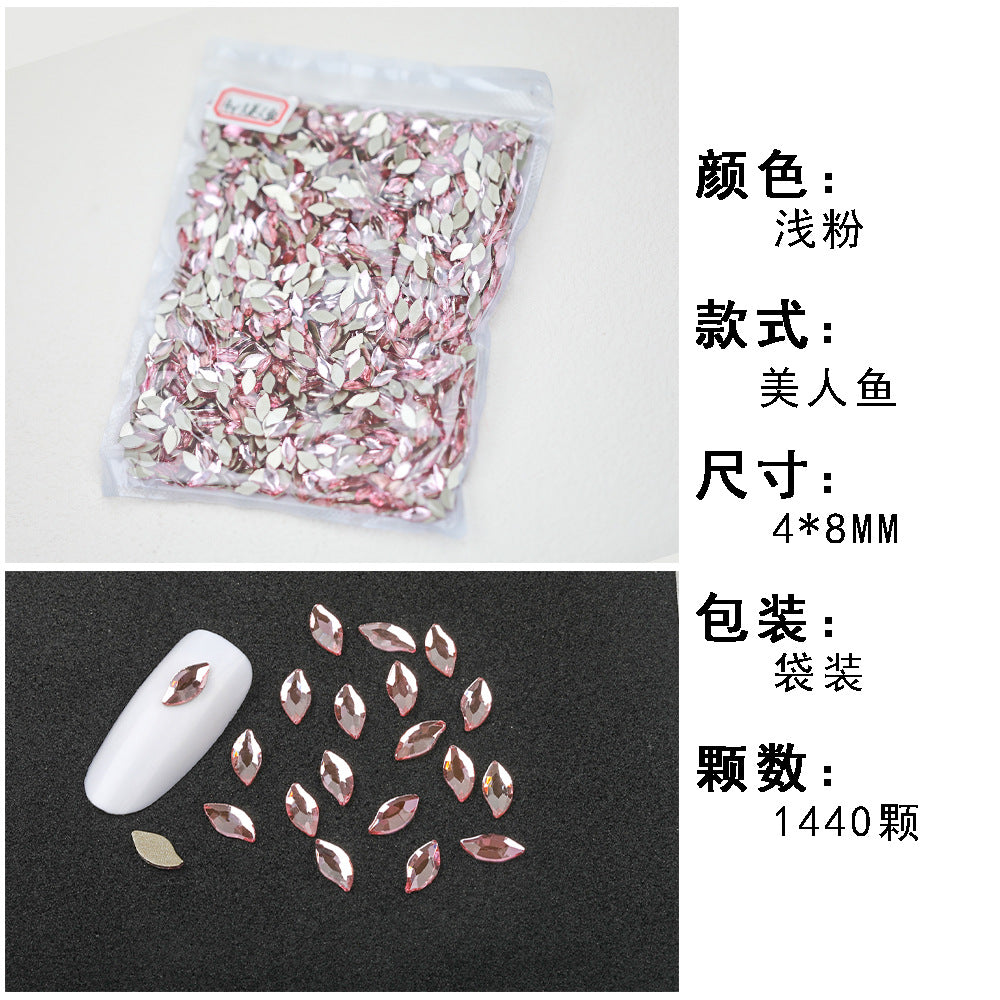 1440 Pcs/Bag Hot-Selling Nail Art Rhinestones: Light Pink Flatback Teardrop Glass Rhinestones | DIY Nail Art Ornaments Wholesale