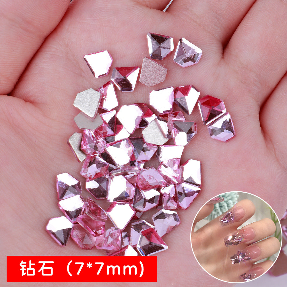 Mini Small Mixed Flatback Multi-Style Shaped Rhinestones Super Sparkle White Glass Nail Art Decorations