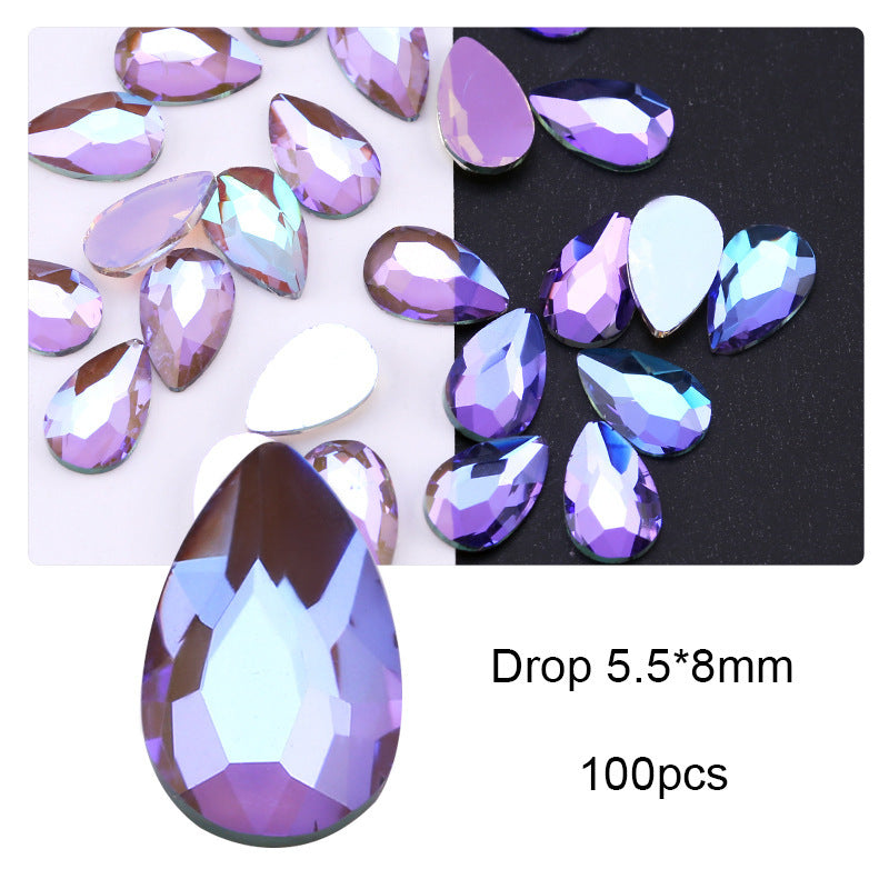 Cross-Border Direct Supply Aurora Phantom Purple Flatback Shaped Rhinestones DIY Nail Art Decorations Wholesale Accessories