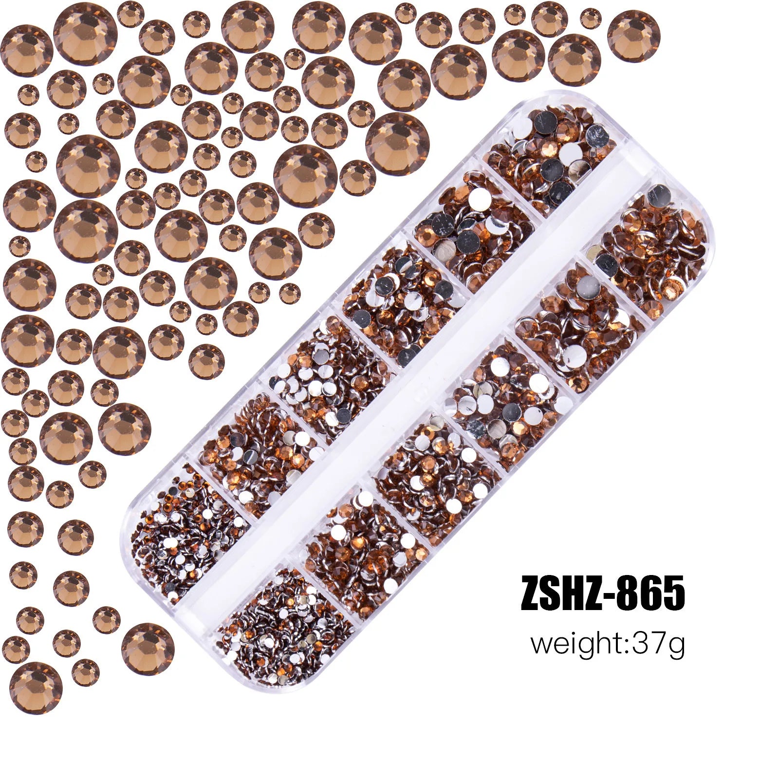 Acrylic Rhinestones Mixed Colors 12 Grid Box for Nail Art DIY Craft Decoration