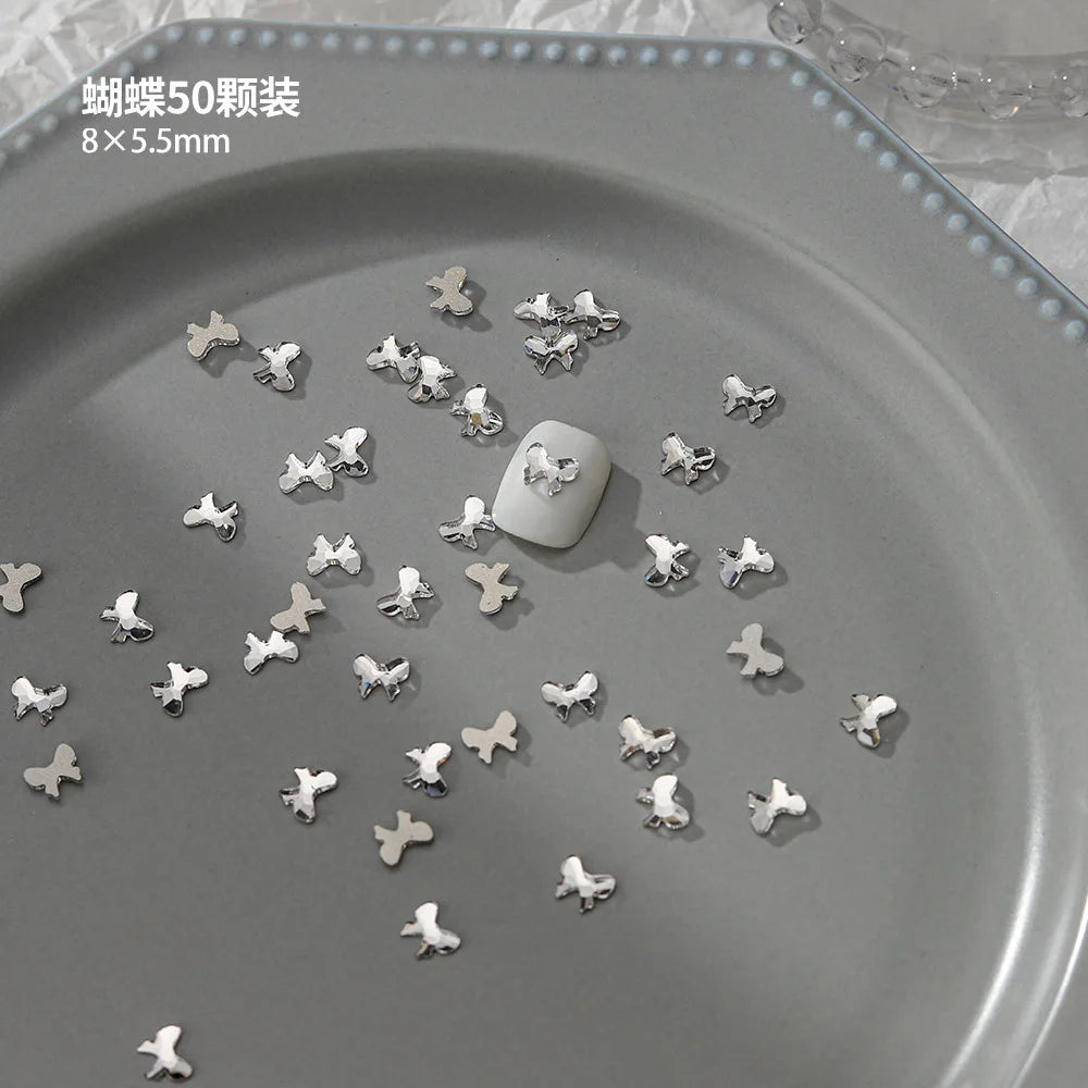 100pcs Nail Flat Shaped Diamond Jewelry White Super Sparkling Butterfly Star Water Droplet Diamond Glass Rhinestone Wholesale