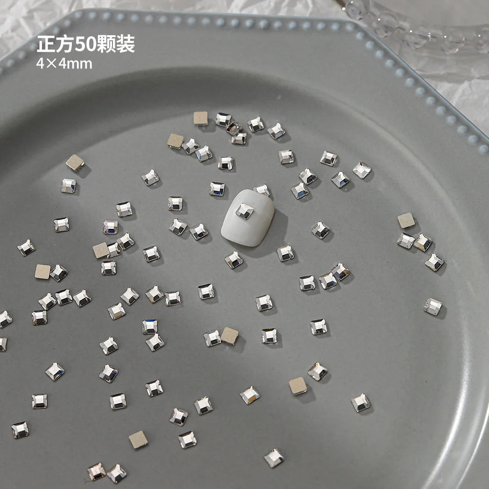 100pcs Nail Flat Shaped Diamond Jewelry White Super Sparkling Butterfly Star Water Droplet Diamond Glass Rhinestone Wholesale