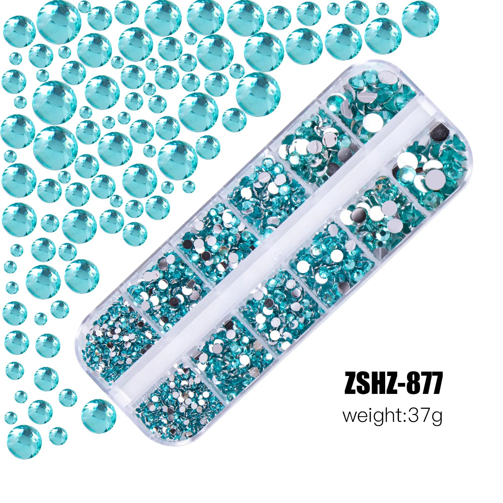 Acrylic Rhinestones Mixed Colors 12 Grid Box for Nail Art DIY Craft Decoration