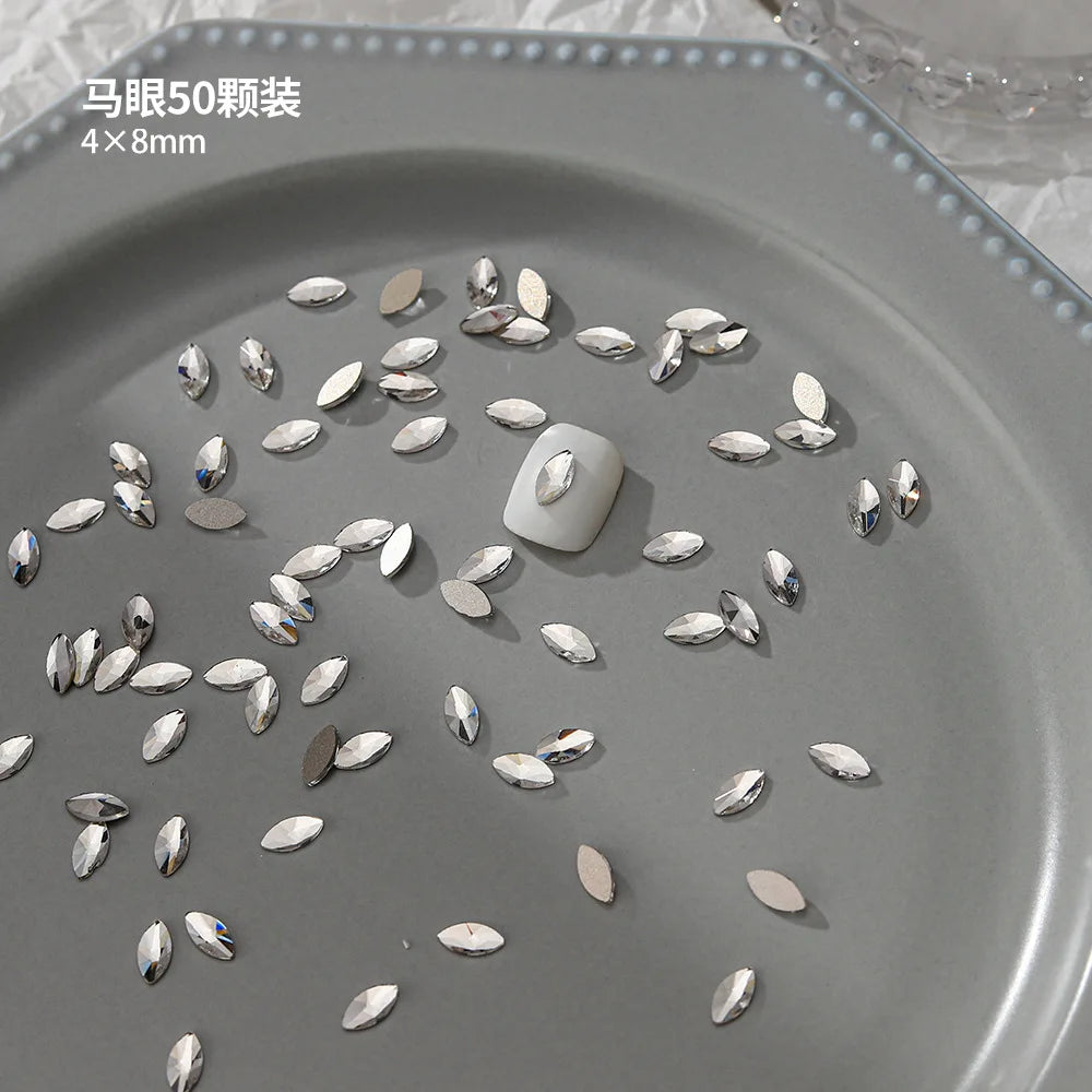 100pcs Nail Flat Shaped Diamond Jewelry White Super Sparkling Butterfly Star Water Droplet Diamond Glass Rhinestone Wholesale