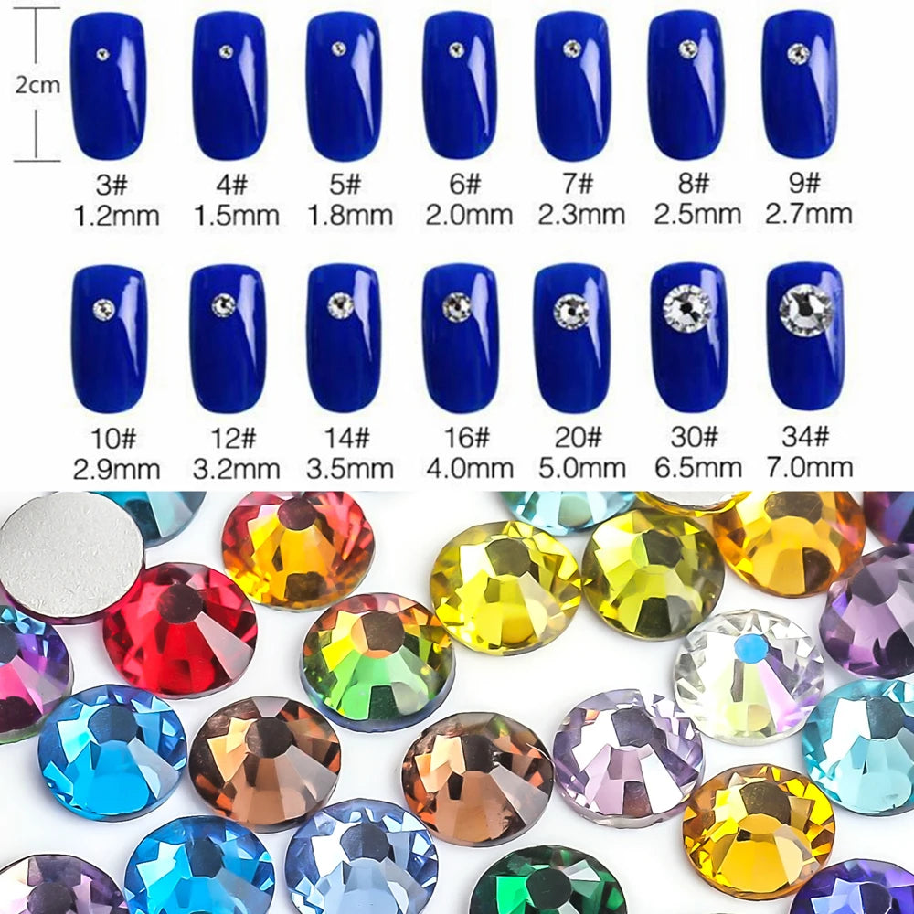 Super Glitter Crystal AB Non Hotfix Rhinestones SS3-SS50 FlatBack Strass Sewing&Fabric Garment Nail Art Rhinestones Decorations