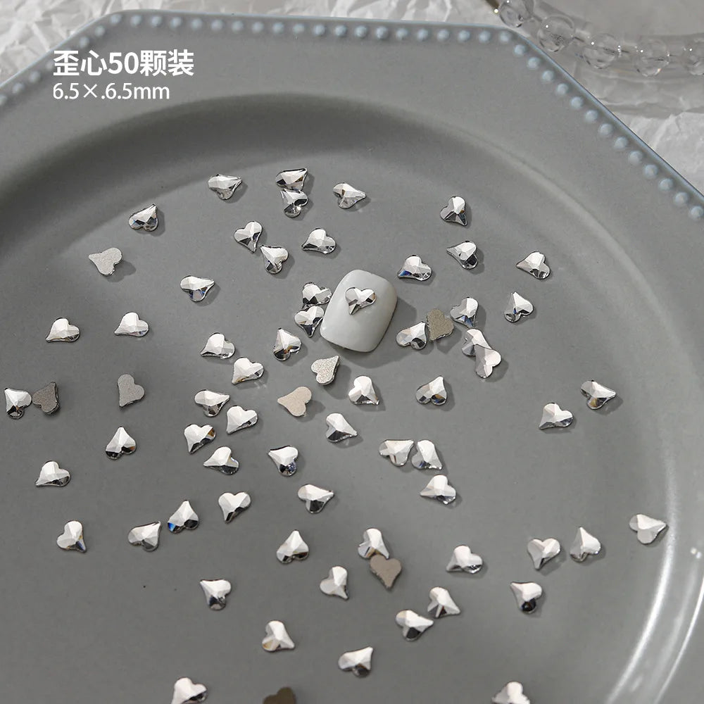 100pcs Nail Flat Shaped Diamond Jewelry White Super Sparkling Butterfly Star Water Droplet Diamond Glass Rhinestone Wholesale