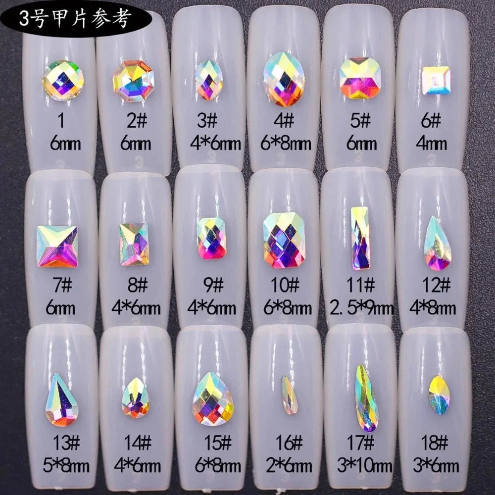 20pcs Irregular Shape Rhinestones Nail Art Gems AB Color Flat Back Diamonds Wholesale Sparkling Nail Accessories