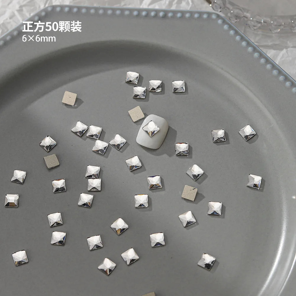 100pcs Nail Flat Shaped Diamond Jewelry White Super Sparkling Butterfly Star Water Droplet Diamond Glass Rhinestone Wholesale