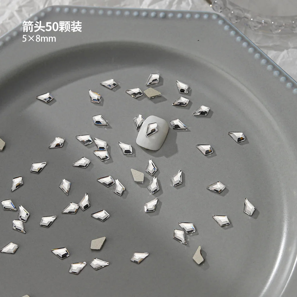 100pcs Nail Flat Shaped Diamond Jewelry White Super Sparkling Butterfly Star Water Droplet Diamond Glass Rhinestone Wholesale