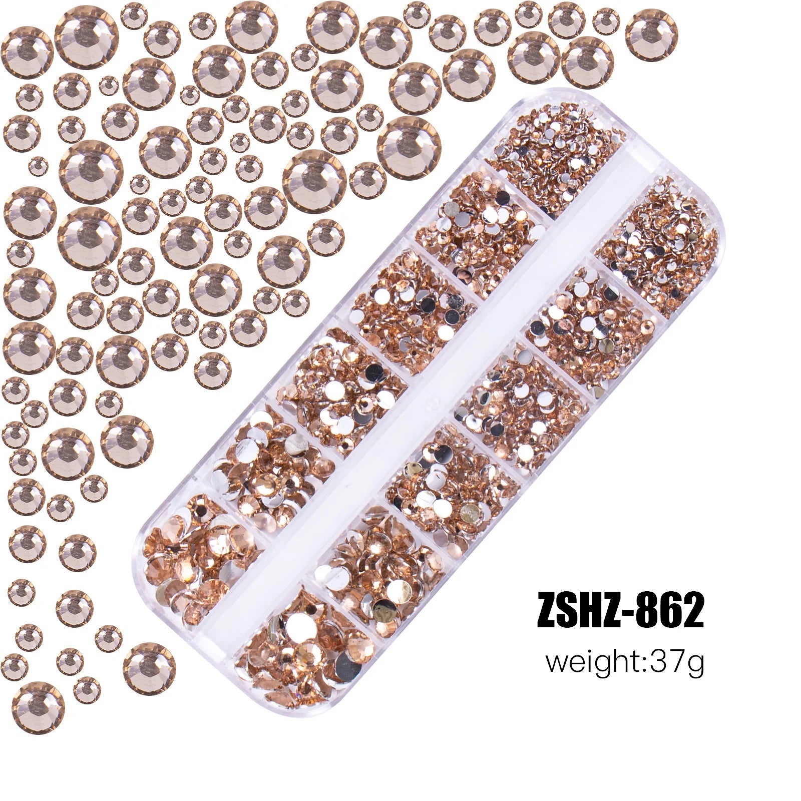 Acrylic Rhinestones Mixed Colors 12 Grid Box for Nail Art DIY Craft Decoration