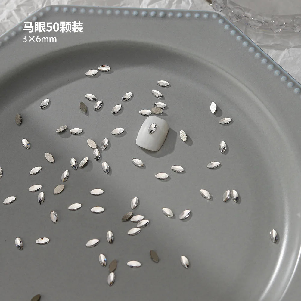 100pcs Nail Flat Shaped Diamond Jewelry White Super Sparkling Butterfly Star Water Droplet Diamond Glass Rhinestone Wholesale