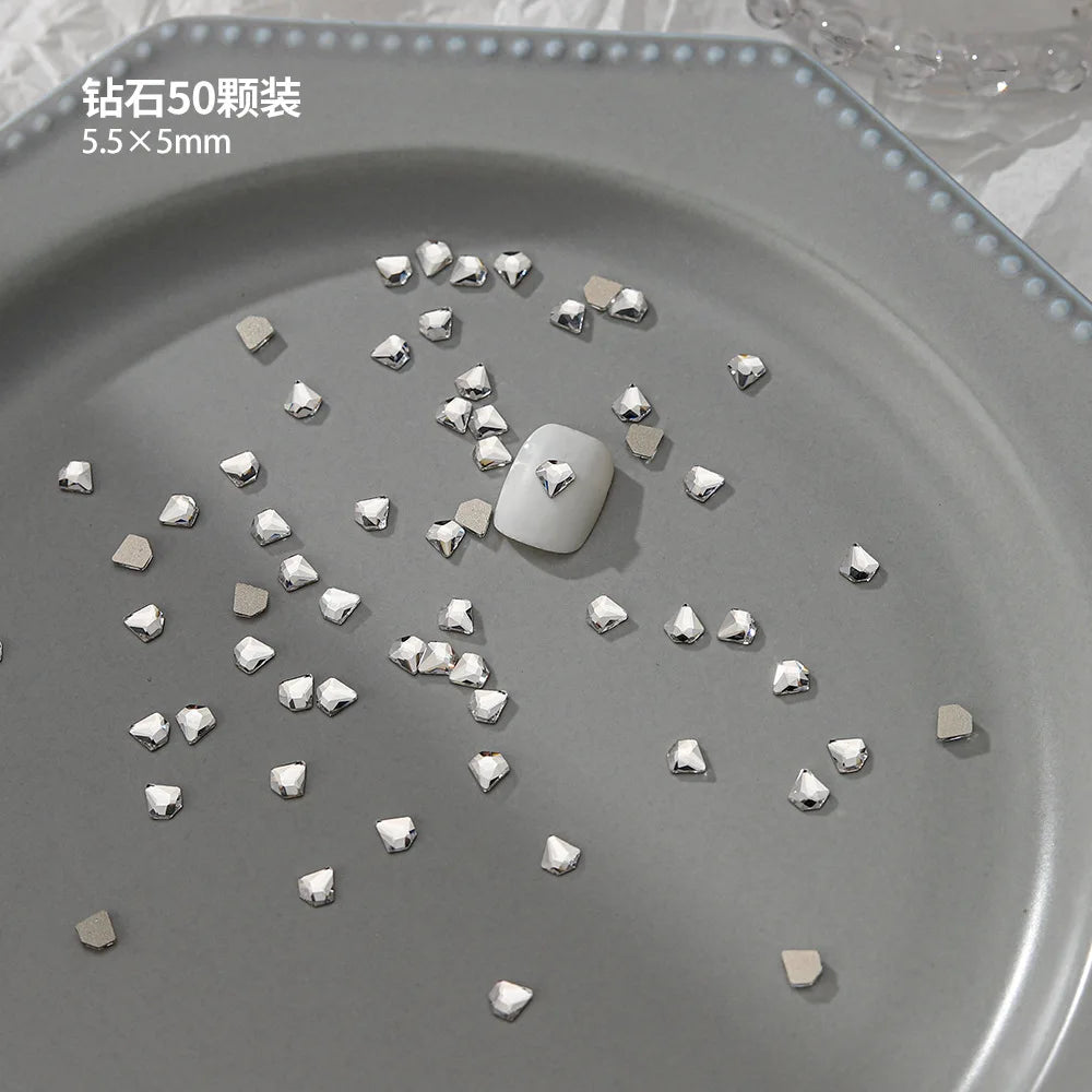 100pcs Nail Flat Shaped Diamond Jewelry White Super Sparkling Butterfly Star Water Droplet Diamond Glass Rhinestone Wholesale