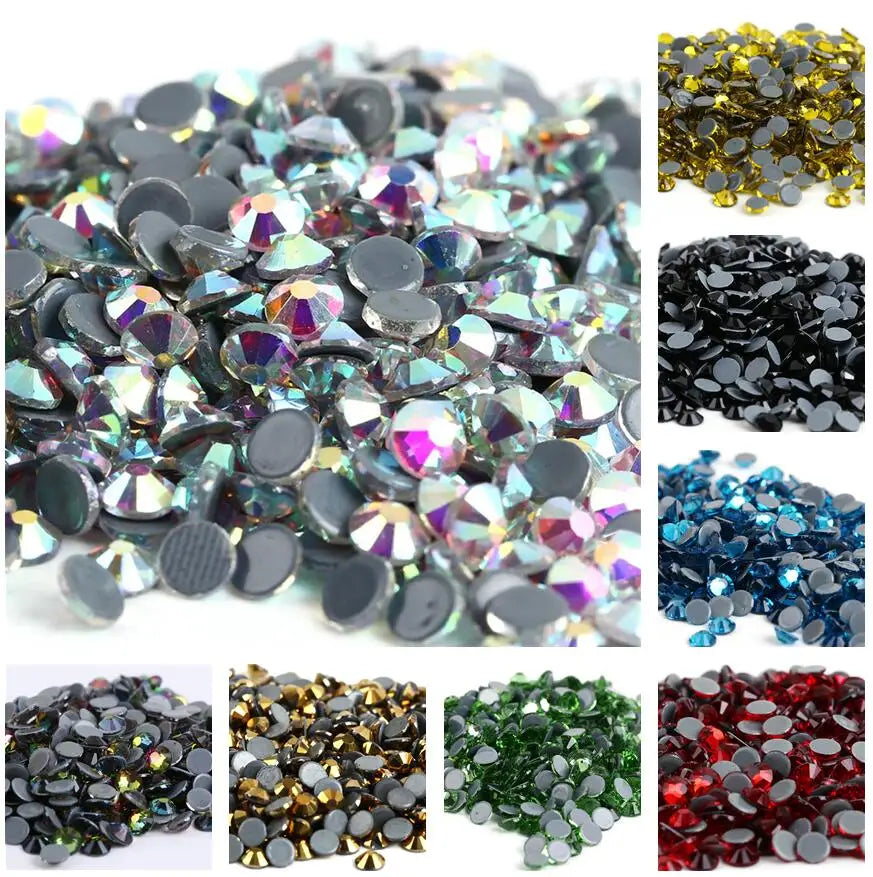 SS6-SS30 40Colors Crystal AB DMC Hot Fix Rhinestones,Glass Strass Hotfix Iron On Rhinestones Nailart Sewing & Fabric Decorations