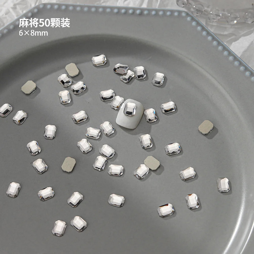 100pcs Nail Flat Shaped Diamond Jewelry White Super Sparkling Butterfly Star Water Droplet Diamond Glass Rhinestone Wholesale