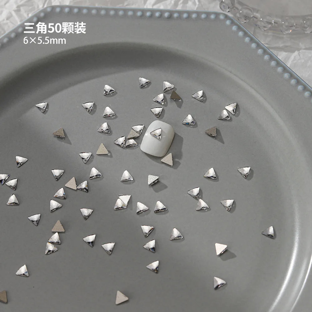 100pcs Nail Flat Shaped Diamond Jewelry White Super Sparkling Butterfly Star Water Droplet Diamond Glass Rhinestone Wholesale