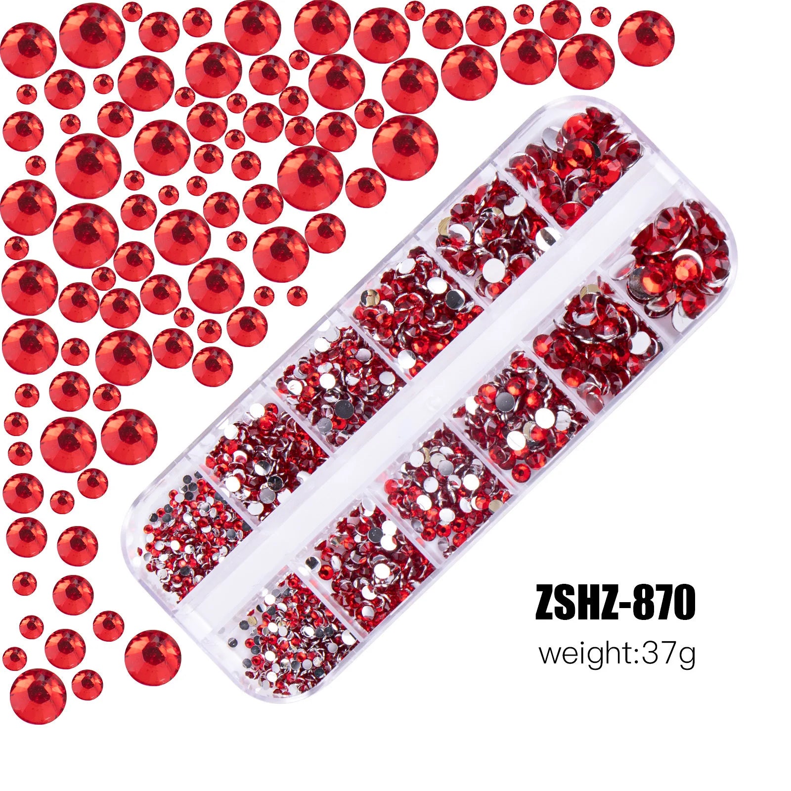 Acrylic Rhinestones Mixed Colors 12 Grid Box for Nail Art DIY Craft Decoration