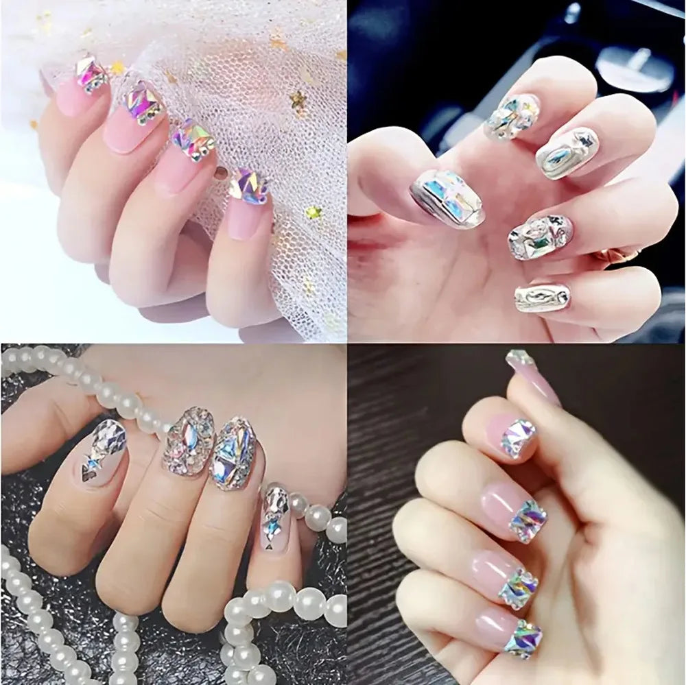 nail art  irregular shaped diamonds, small round diamonds, full diamond jewelry, mineral black rhinestones, super  diamonds