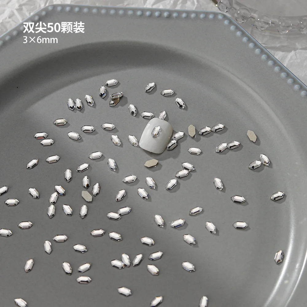 100pcs Nail Flat Shaped Diamond Jewelry White Super Sparkling Butterfly Star Water Droplet Diamond Glass Rhinestone Wholesale