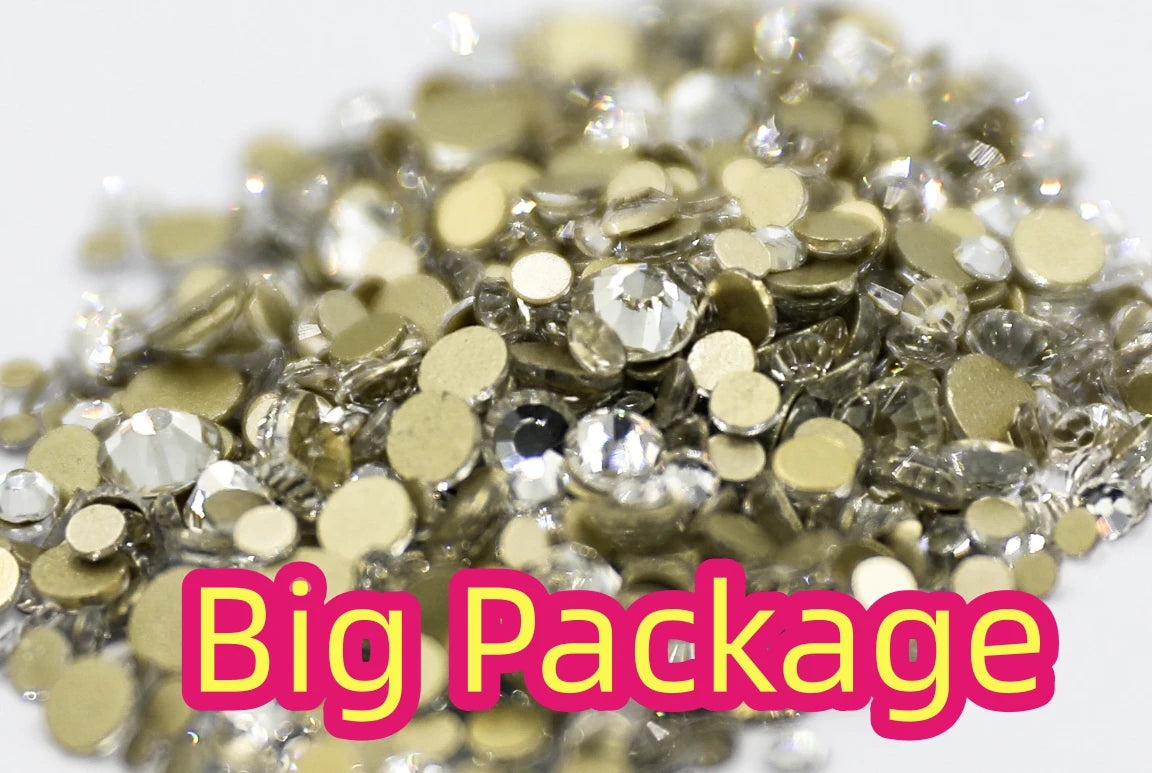 14400pcs Bulk Big package Crystal Clear Color ss3-ss30 Non Hot Fix Rhinestones FlatBack Nail Art Rhinestones Garment Decorations