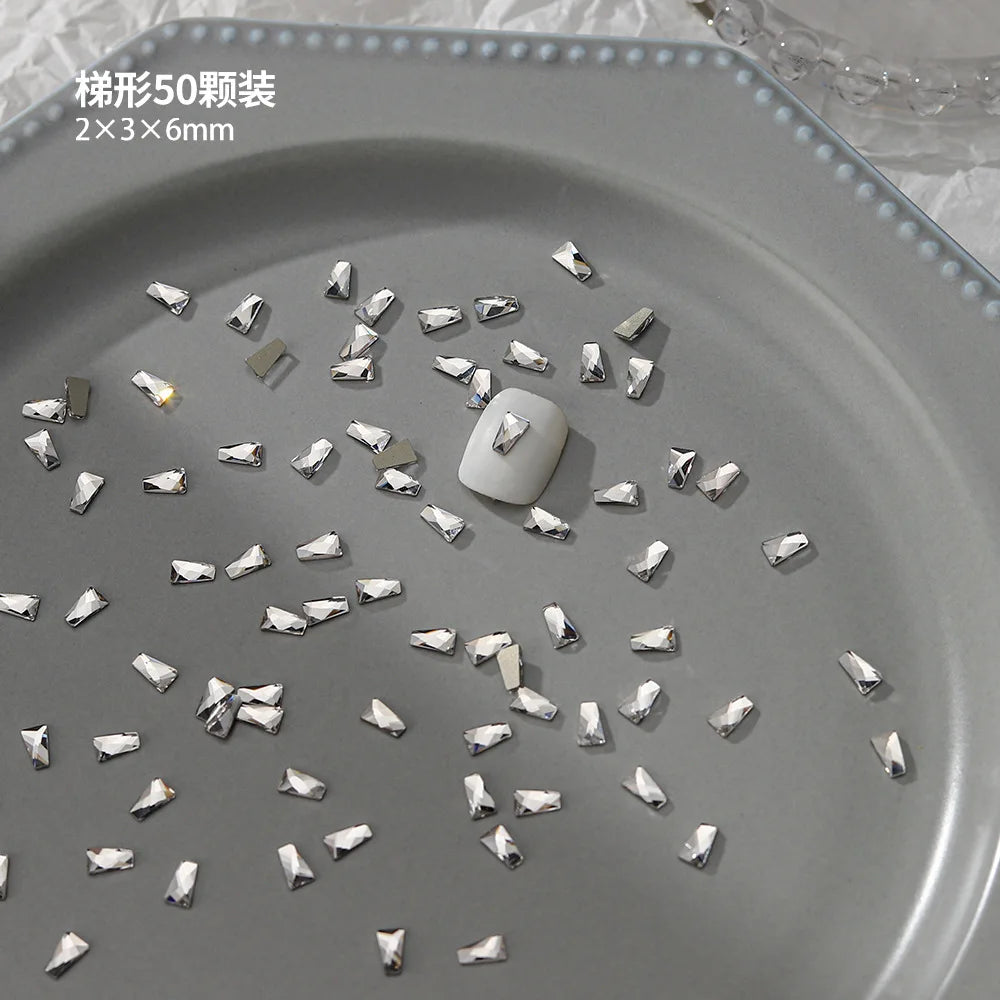 100pcs Nail Flat Shaped Diamond Jewelry White Super Sparkling Butterfly Star Water Droplet Diamond Glass Rhinestone Wholesale