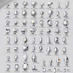 100pcs Nail Flat Shaped Diamond Jewelry White Super Sparkling Butterfly Star Water Droplet Diamond Glass Rhinestone Wholesale