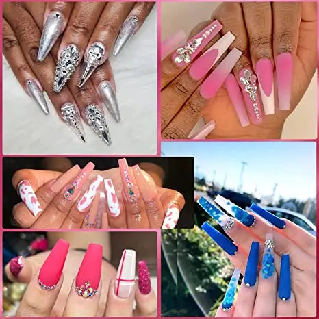 Box Multi-Size Nail Rhinestones 3D Crystal DIY Nail Art Decorations crystal diamond gems with Pen tweezers Nail Beauty Tool Set