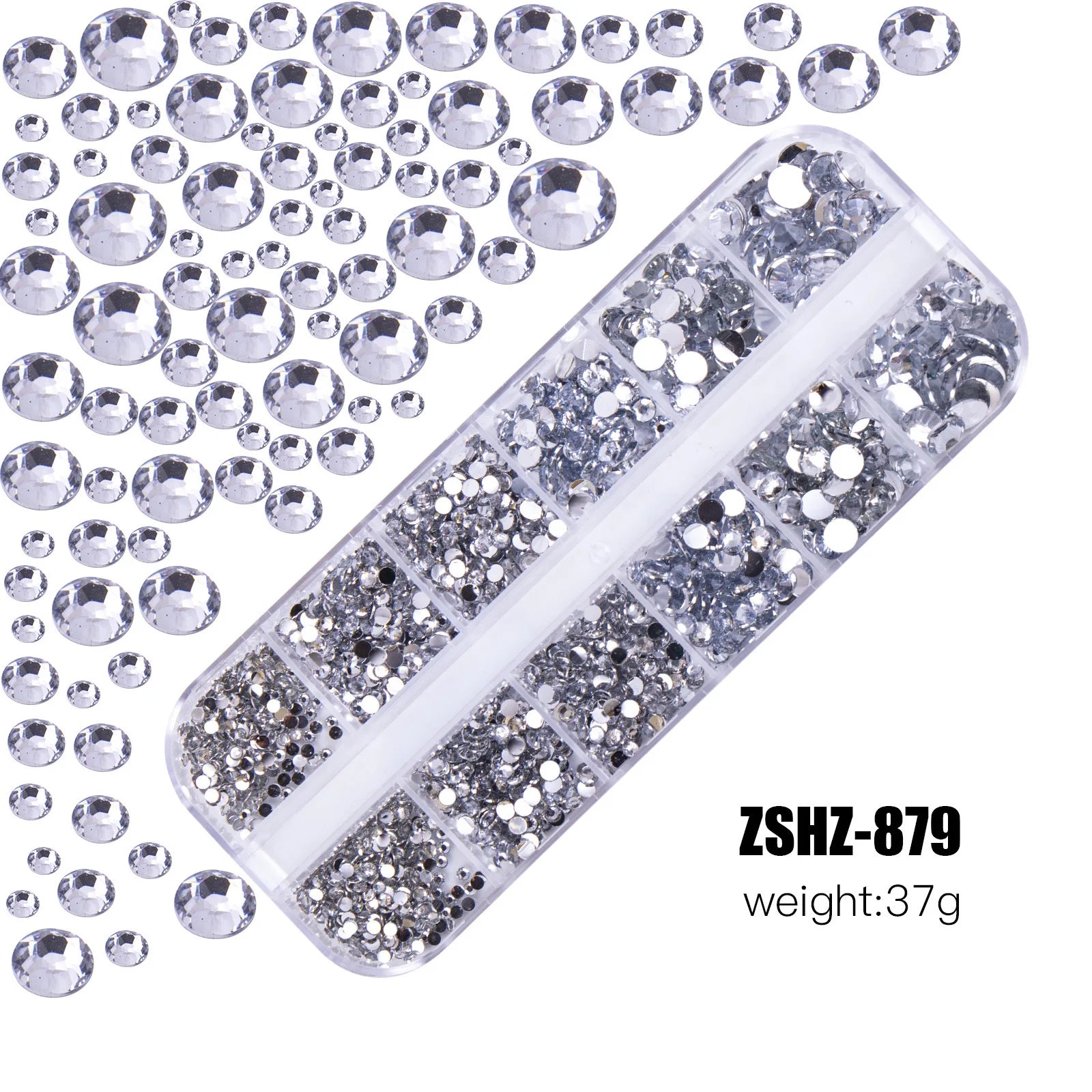 Acrylic Rhinestones Mixed Colors 12 Grid Box for Nail Art DIY Craft Decoration