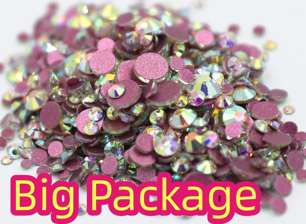 14400pcs Bulk Big package Crystal Clear Color ss3-ss30 Non Hot Fix Rhinestones FlatBack Nail Art Rhinestones Garment Decorations