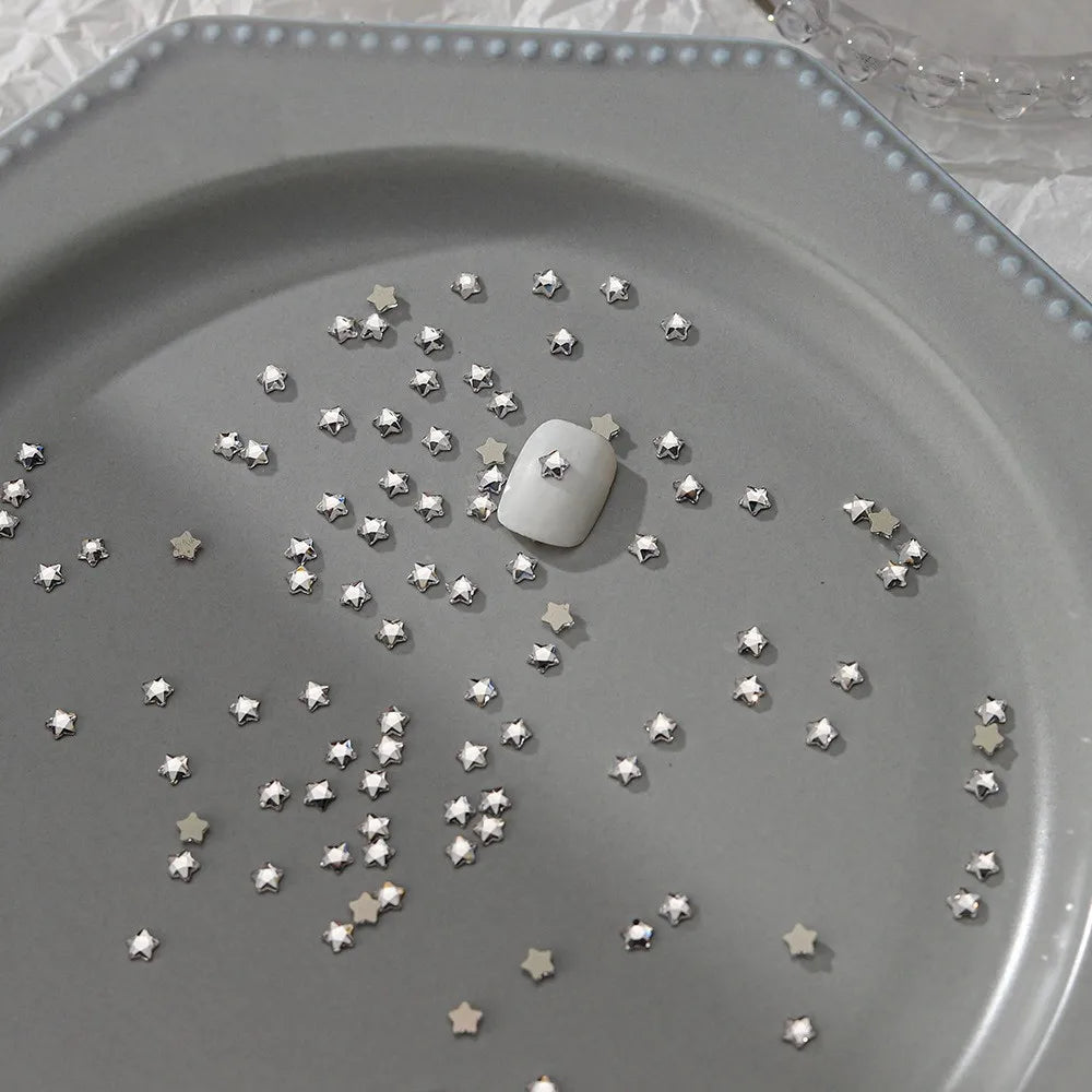 100pcs Nail Flat Shaped Diamond Jewelry White Super Sparkling Butterfly Star Water Droplet Diamond Glass Rhinestone Wholesale