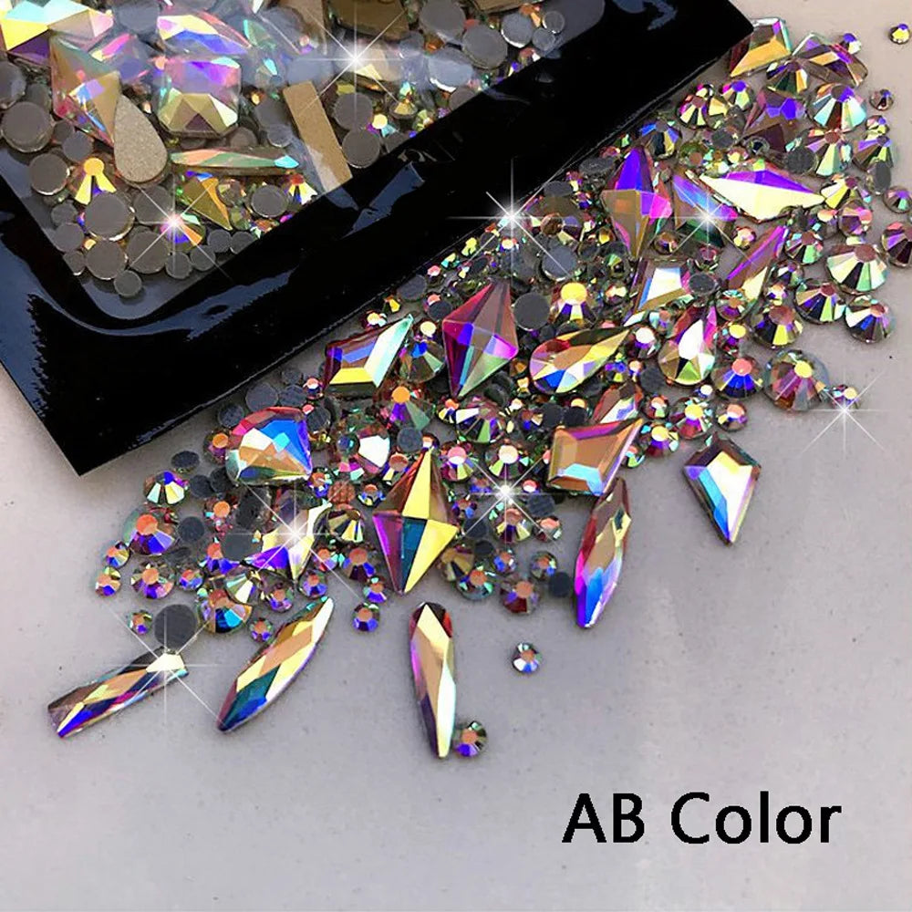 nail art  irregular shaped diamonds, small round diamonds, full diamond jewelry, mineral black rhinestones, super  diamonds
